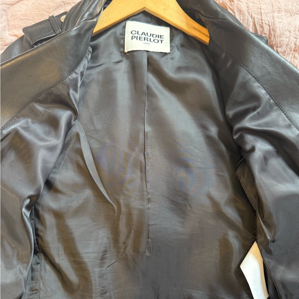 Claudie Pierlot Women's Black Leather Biker Jacket - Picture 7 of 9